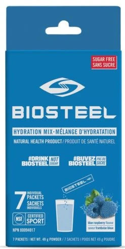 BioSteel High-Performance Sports Hydration Mix (7 Count) -Hockey Sales Store 630614 CAN 20Biosteel Hydration 20Mix Blue 20Raspberry 7CT Front